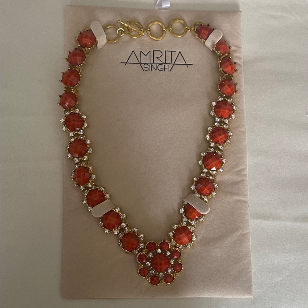 Amrita Singh Vibrant Red and Gold Necklace